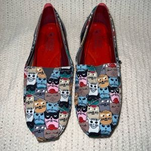 Skechers Bobs for Cats Shoes Flats size 7.5  Cat Lover Kittens Print -vgc!